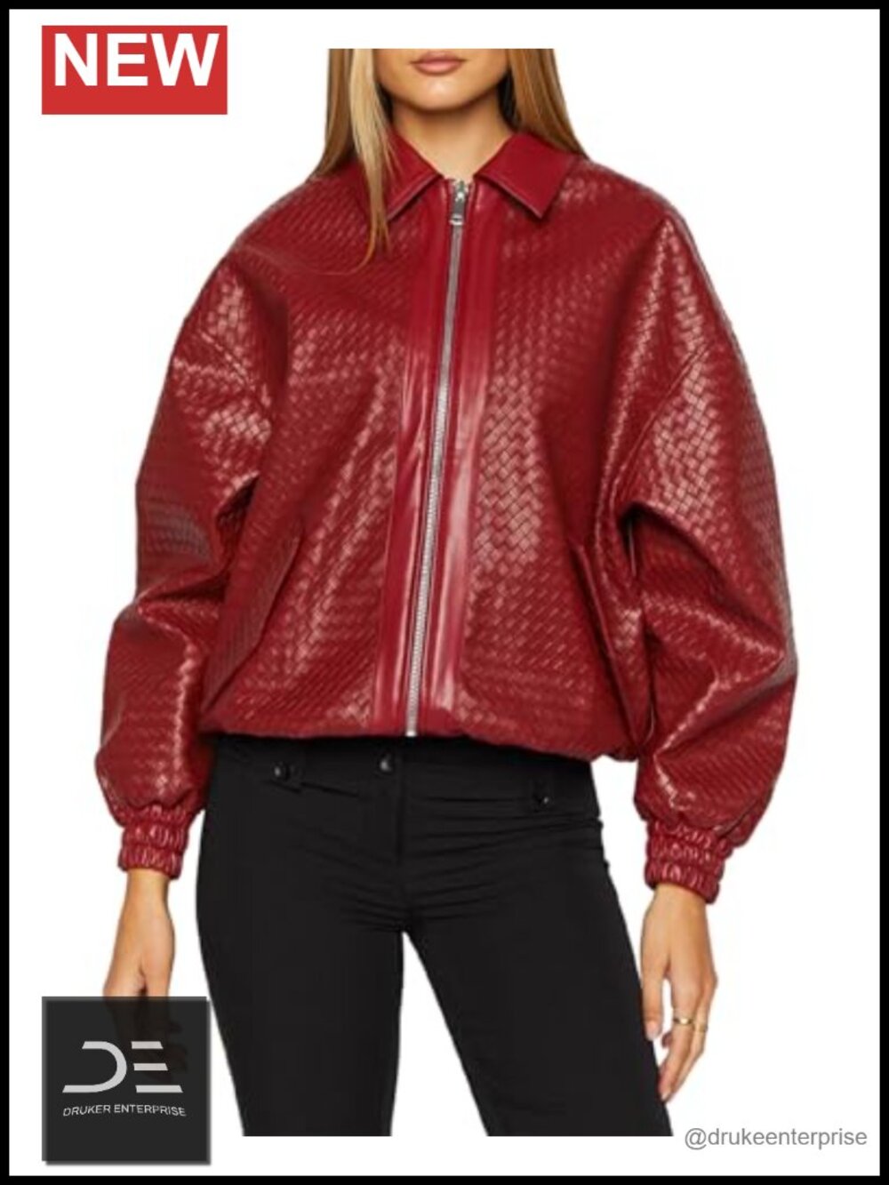 Faux Leather Jacket Women Oversized Zip Up Motorcycle Bomber